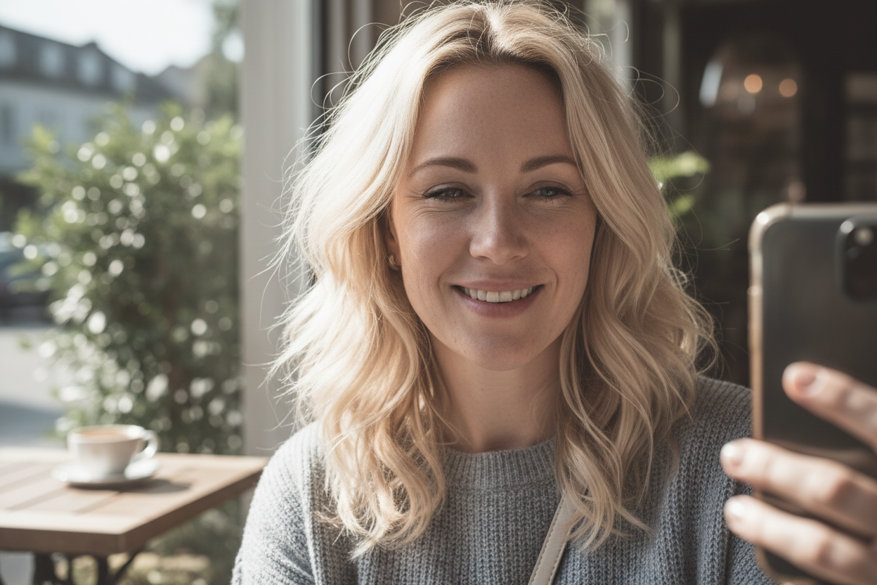 Selfie, Blonde Frau